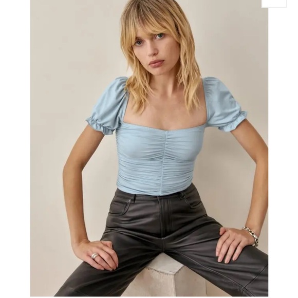 *NWT* Reformation Fallow Tencel® Lyocell Ruched Top - Picture 1 of 6